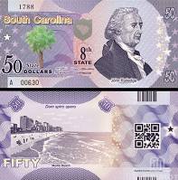 *USA 50 Dollars 2014 8. štát - South Carolina, polymer - Kliknutím na obrázok zatvorte -